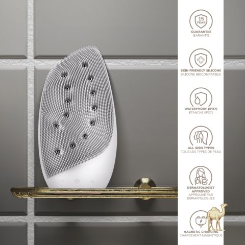 Ультразвуковая термо-щётка и лифтинг-девайс для лица 8в1, жемчужно-белый