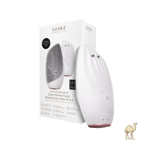 Ультразвуковая термо-щётка и лифтинг-девайс для лица 8в1, жемчужно-белый