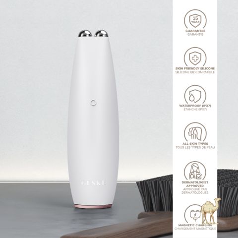 Компактный микротоковый девайс для лифтинга лица и губ 6в1, жемчужно-белый